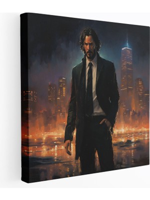 Popcas John Wick Kanvas Tablo - Gece Vakti Süper Kahraman - John Wick Hüzünlü Resim Kanvas
