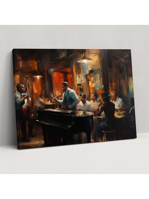 Popcas Soulful Harlem Caz Kulübü Kanvas Tablo - Ev Dekorasyonu Duvar Dekorasyonu