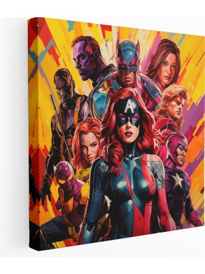 Popcas Marvel Süper Kahramanlar Duvar Sanatı - Canlı Renklerde Marvel Temalı Kanvas Tablo
