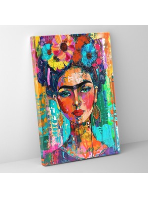 Popcas Frida Kahlo Stil Kanvas Tablo - Frida Kahlo Kanvas Duvar Sanatı