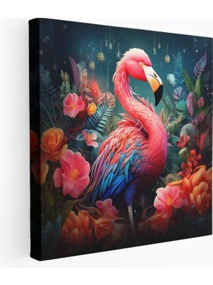 Popcas Flamingo Temalı Kanvas Tablo - Dijital Illüstrasyon Tropikal