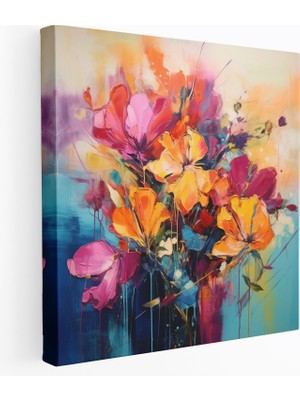 Popcas Abstract Kuru Çiçek Kanvas Tablo - Duvar Dekorasyonu Canlı Kompozisyon
