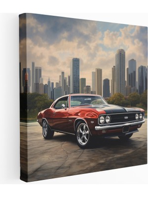 Popcas Kas Arabası Şehir Manzara Kanvas Tablo