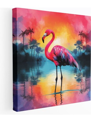 Popcas Sanat Dolu Flamingo Kanvas Tablo - Ev Dekorasyonu Canlı Renkler