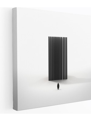 Popcas Kaabe Kanvas Tablo - Minimalist Siyah ve Beyaz - Duvar Sanatı - Ev Dekorasyonu