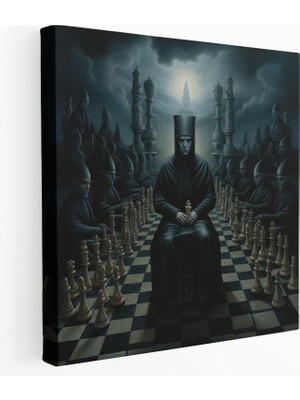Popcas Baba Tablosu - Gerçeküstü Satranç Tahtası - Baba Kanvas Tablo Duvar Sanatı