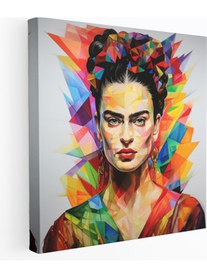 Popcas Frida Kahlo Kanvas Tablo - Kübist Sanat Eseri - Canlı Renkler