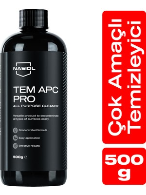 Nasiol Tem Apc Pro Araç içi Çok Amaçlı Konsantre Temizleyici-500gr-Koltuk,Döşeme,Plastik Temizleyici