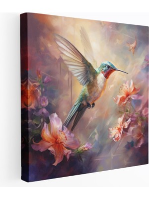 Popcas Sarıkanatlı Kuş Duvar Dekorasyonu - Kanvas Tablo Izlenimci Tarz Resim Rüya Gibi Atmosfer