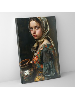 Popcas Johannes Vermeer Genç Kadın ve Su Testisi Duvar Sanatı - Kanvas Tablo Ev Dekorasyonu