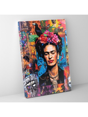 Popcas Frida Kahlo Tarzı Kanvas Tablo - Frida Kahlo Kanvas Duvar Sanatı Duvar Dekorasyonu