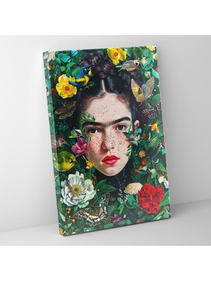 Popcas Frida Kahlo Tarzı Duvar Sanatı - Kanvas Tablo Duvar Dekorasyonu