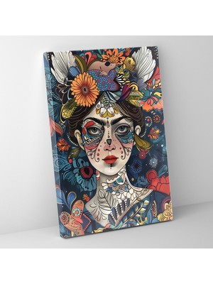 Popcas Frida Kahlo Tarzı Kanvas Tablo - Duvar Sanatı