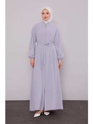 Gri Bağlama Detaylı Ferace