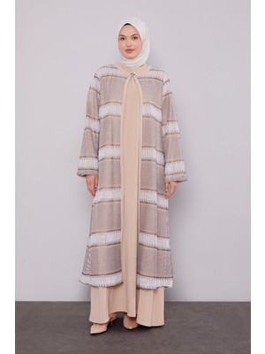 Bej Dantel Elbiseli Ferace