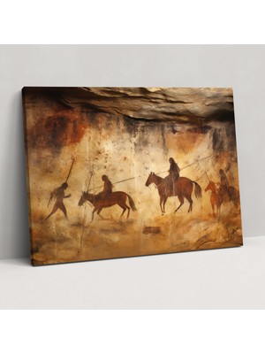 Popcas  Taş Devri Kanvas Tablo - Orta Taş Devri Duvar Sanatı Ev Dekorasyonu