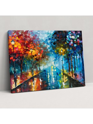 Popcas Leonid Afremov Şehir Manzarası Kanvas Tablo - Ev Dekorasyonu ve Duvar Süsleme Için Canvas Duvar Sanatı