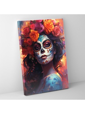 Popcas Los Muertos Duvar Sanatı - Şeker Kafalı Kanvas Tablo