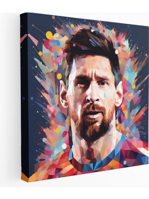 Popcas Lionel Messi Duvar Dekorasyonu - Renkli Soyut Kanvas Tablo - Ev Dekorasyonu