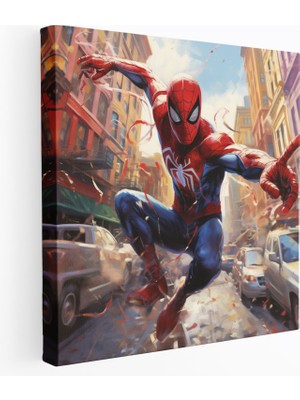 Popcas Marvel Duvar Sanatı - Örümcek Adam'ın Sıçraması - Marvel Çeviklik Kanvas Tablo Duvar Dekorasyonu