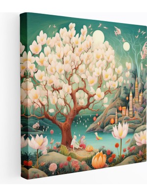 Popcas Masalsı Desenli Magnolia Duvar Dekorasyonu: Magnolia Duvar Dekorasyonu Kanvas Tablo Kanvas Duvar Sanatı