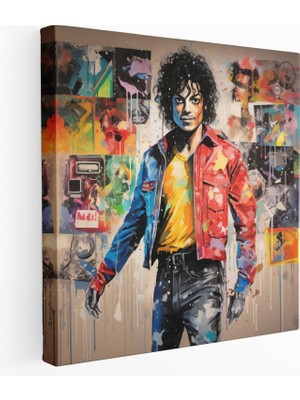 Popcas Michael Jackson Graffiti Tarzı Duvar Süsü - Micheal Jackson Graffiti Tarzı Sanat Eseri Ev Dekorasyonu Duvar Süsü