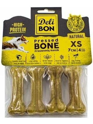 Delibon Deri Press Köpek Kemik Ödülü Xsmall Naturel 7 Cm 4 Adet