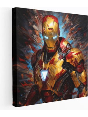 Popcas Marvel Soyut Duvar Dekorasyonu - Demir Adam Temalı Kanvas Tablo