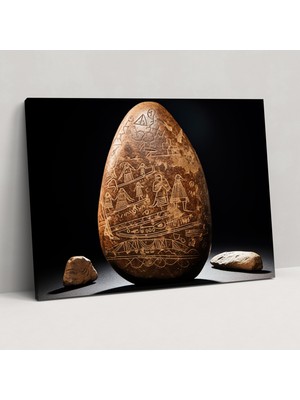 Popcas Orta Taş Devri Kanvas Tablo - Detaylı Kaya Oymaları - Orta Taş Devri Detaylı Desenler Zengin Tarih Eski Ritüeller