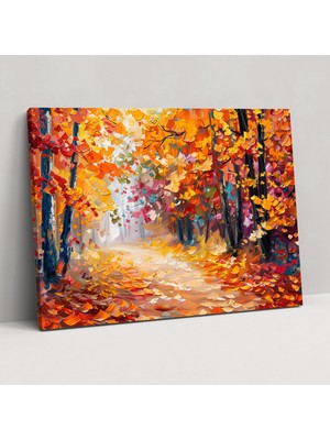 Popcas Leonid Afremov Sonbahar Ormanı Kanvas Tablo - Ev Dekorasyonu Duvar Sanatı