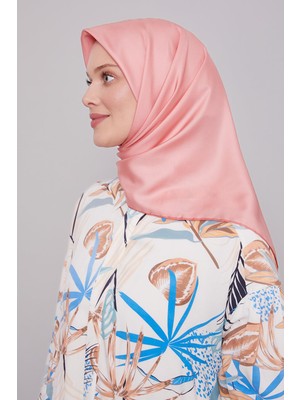 Lêvi D'or Koyu Somon Düz Renk Trend Twill Eşarp