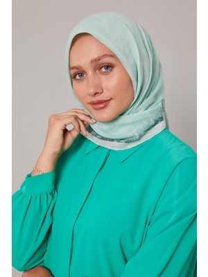 Mint Yeşili Batik Desen Pamuk Eşarp