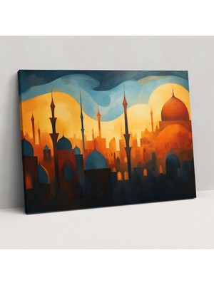 Popcas Camii Kanvas Tablo - Soyut Yağlı Boya Kanvas