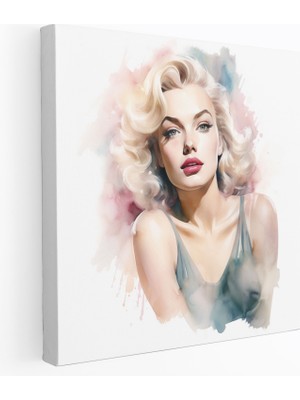 Popcas Marilyn Monroe Kanvas Tablo - Suluboya Portre Duvar Sanatı - Marilyn Monroe Kanvas Tablo Grace Portre Resim