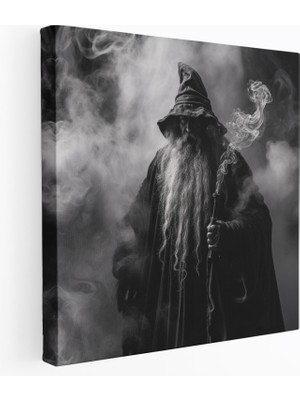 Popcas Orta Dünya Kanvas Tablo - Gandalf'ın Asası Siyah Beyaz Fotoğraf - Ev Dekorasyonu Orta Dünya