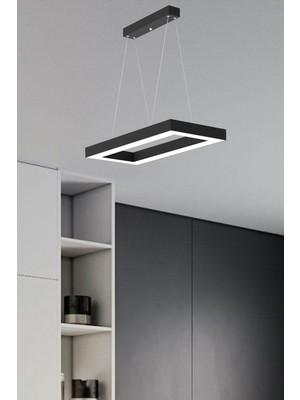 Mesıta ( Siyah Kasa, Beyaz Işık ) Ledli Modern LED Avize, Salon, Mutfak, Oturma Yatak Odası, Sarkıt