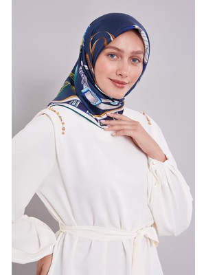 Lacivert Twill Ipek Eşarp Lunera Koleksiyonu
