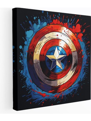 Popcas Marvel Duvar Sanatı: Pop Art Kaptan Amerika - Marvel Kanvas Tablo Duvar Sanatı Pop Art Tarzı