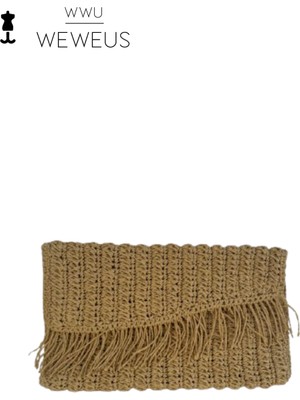 Weweus Kadın Bej Renk El  Yapımı Hasır Çanta