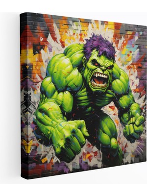 Popcas Marvel Duvar Sanatı: Hulk Graffiti - Marvel Kanvas Tablo Hulk Şehir Hissi