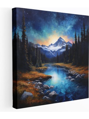 Popcas Motivasyon Dolu Yıldızlı Gece Kanvas Tablo - Duvar Dekorasyonu Ev Dekorasyonu Kanvas Duvar Sanatı