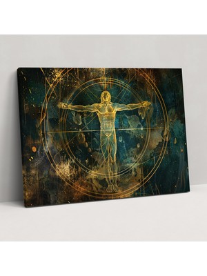 Popcas Vitruvian Man Göksel Duvar Sanatı - Leonardo Da Vinci Kanvas Duvar Tablosu