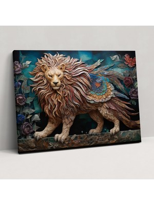 Popcas Orta Çağ Mozaik Duvar Sanatı - Orta Çağ Kanvas Tablo Sanatı Çiçek Desenleri