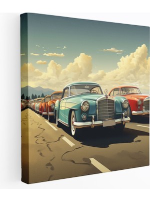 Popcas Mercedes Duvar Dekorasyonu - Vintage Araba Koleksiyonu - Mercedes Kanvas Duvar Sanatı Vintage Arabalar Ev Dekorasyonu
