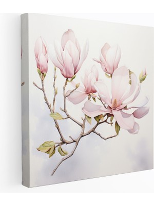 Popcas Hayalperest Magnolia Kanvas Tablo - Suluboya Duvar Sanatı - Magnolia Suluboya Ev Dekorasyonu Soft Pastel