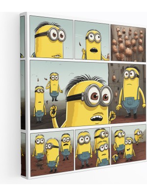 Popcas Minions Çizgi Roman Tablo Kanvas Baskı - Minions Duvar Sanatı Çizgi Roman Illüstrasyonu Kanvas Baskı