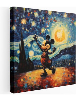 Popcas Mickey Mouse'lu Yıldızlı Gece Kanvas Tablo