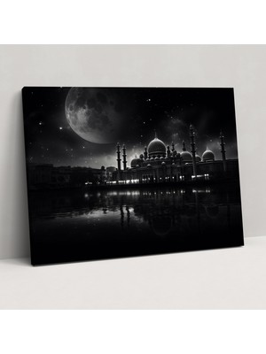 Popcas Yıldızlı Gece Cami Kanvas Tablo - Cami Kanvas Duvar Sanatı Gizem
