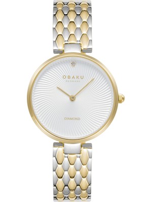 Obaku Denmark V256LXFISF Quartz Çelik Altın/gri Beyaz Kadran 32 mm Kadın Kol Saati