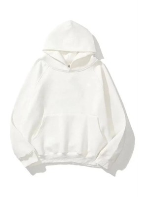 Hynova 3 Iplik Pamuklu Unisex Kapşonlu Sweetshirt - Beyaz